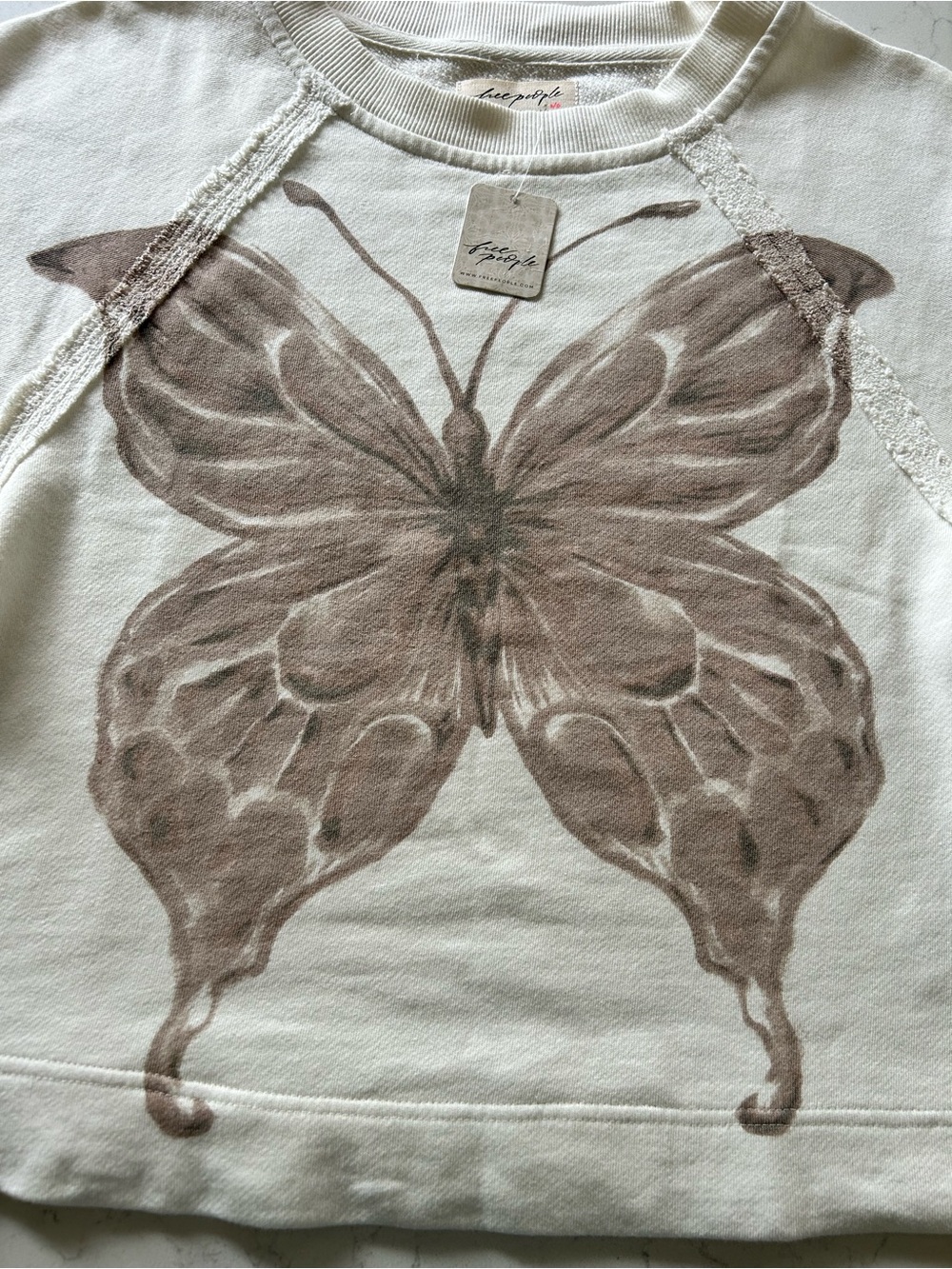 ❌SOLD❌NWT Free People Dahlia Short Sleeve Pullover in Tofu Combo - Picture 7 of 16